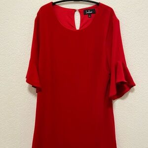 Lulu's Red Ruffled Bell Sleeve Blouse 1/2 Sleeve Wedding Holiday Work Business
